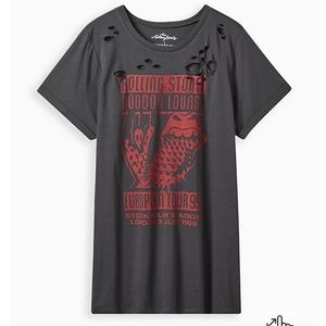 TORRID ROLLING STONES RELAXED FIT DESTRUCTED TUNIC - COTTON WASH BLACK SIZE 3